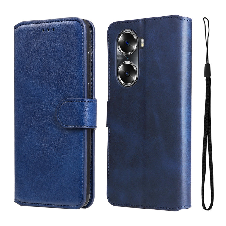 For Honor 60 JUNSUNMAY Calf Texture Leather Phone Case(Blue) by JUNSUNMAY