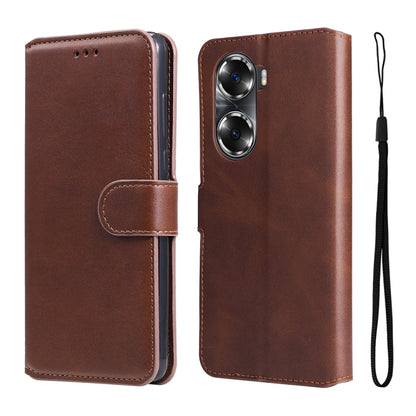 For Honor 60 JUNSUNMAY Calf Texture Leather Phone Case(Brown) by JUNSUNMAY