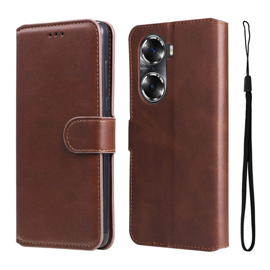For Honor 60 JUNSUNMAY Calf Texture Leather Phone Case(Brown) by JUNSUNMAY