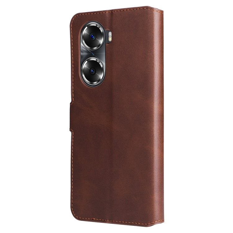 For Honor 60 JUNSUNMAY Calf Texture Leather Phone Case(Brown) by JUNSUNMAY