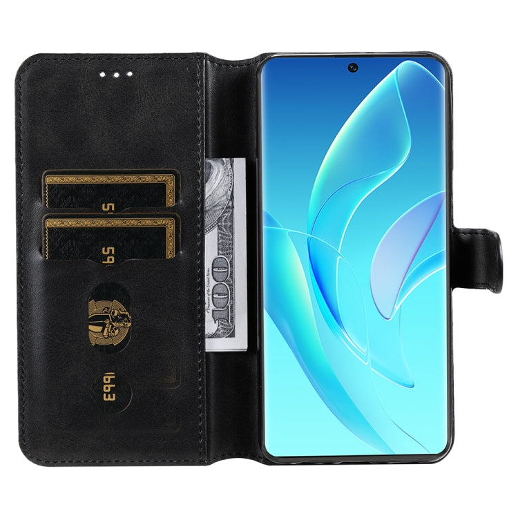 For Honor 60 JUNSUNMAY Calf Texture Leather Phone Case(Black) by JUNSUNMAY