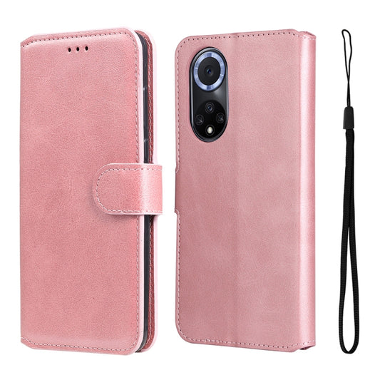 For Honor 50 5G / Huawei Nova 9 JUNSUNMAY Calf Texture Leather Phone Case(Pink) by JUNSUNMAY