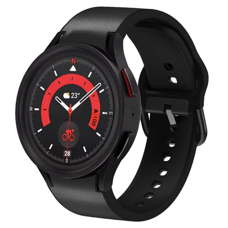 For Samsung Galaxy Watch 5 40mm Silicone Adhesive Leather Watch Band(Black) by bashfashion