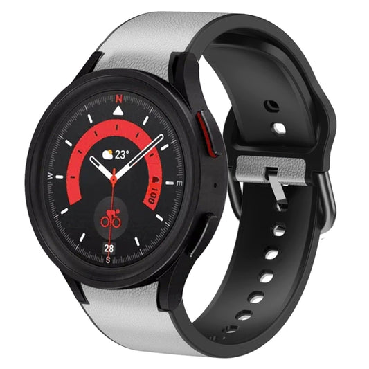 For Samsung Galaxy Watch 5 44mm Silicone Adhesive Leather Watch Band(Light Grey) by bashfashion
