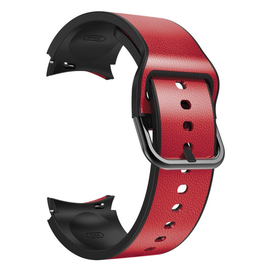 For Samsung Galaxy Watch 5 Pro 45mm Silicone Adhesive Leather Watch Band(Red) by bashfashion
