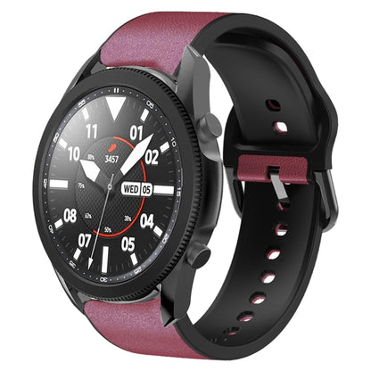 For Samsung Galaxy Watch 5 Pro 45mm Silicone Adhesive Leather Watch Band(Burgundy) by bashfashion