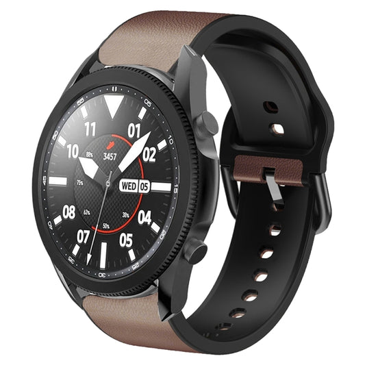 For Samsung Galaxy Watch 5 Pro 45mm Silicone Adhesive Leather Watch Band(Dark Brown) by bashfashion