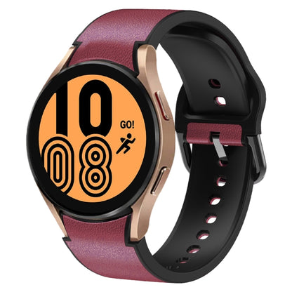 For Samsung Galaxy Watch 4 40mm Silicone Adhesive Leather Watch Band(Burgundy) by bashfashion
