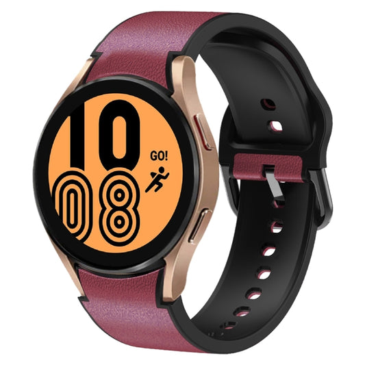For Samsung Galaxy Watch 4 40mm Silicone Adhesive Leather Watch Band(Burgundy) by bashfashion