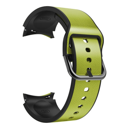 For Samsung Galaxy Watch 4 40mm Silicone Adhesive Leather Watch Band(Lime Color) by bashfashion