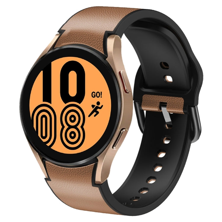 For Samsung Galaxy Watch 4 40mm Silicone Adhesive Leather Watch Band(Light Brown) by bashfashion