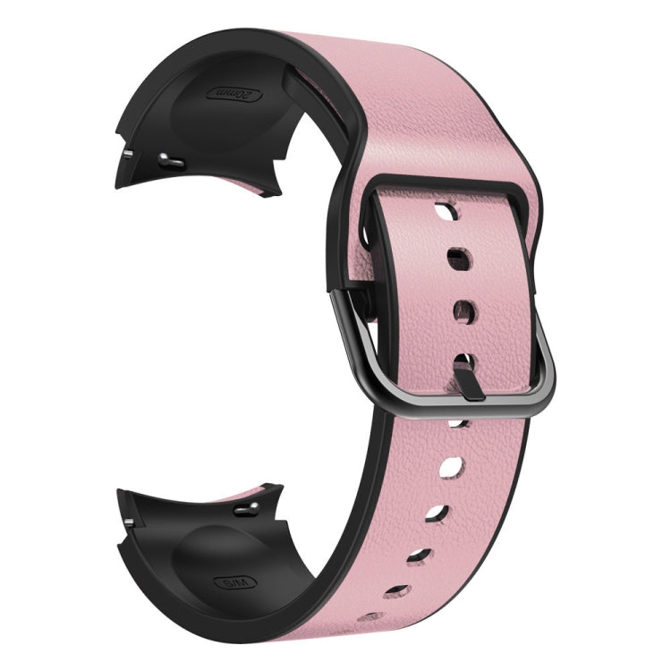 For Samsung Galaxy Watch 4 44mm Silicone Adhesive Leather Watch Band(Pink) by bashfashion
