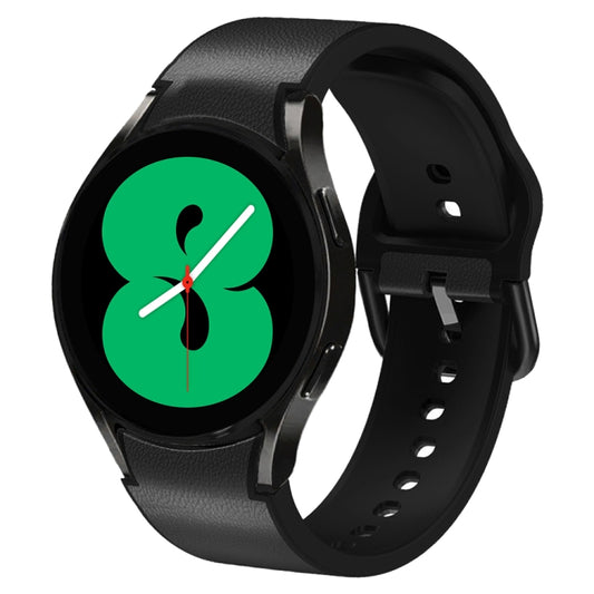 For Samsung Galaxy Watch 4 44mm Silicone Adhesive Leather Watch Band(Black) by bashfashion