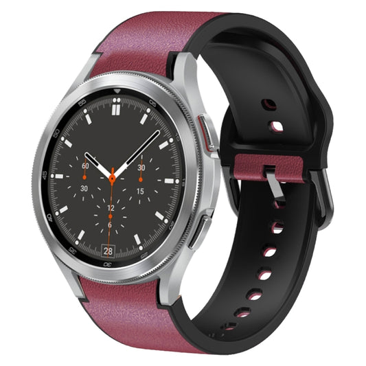 For Samsung Galaxy Watch 4 Classic 46mm Silicone Adhesive Leather Watch Band(Burgundy) by bashfashion