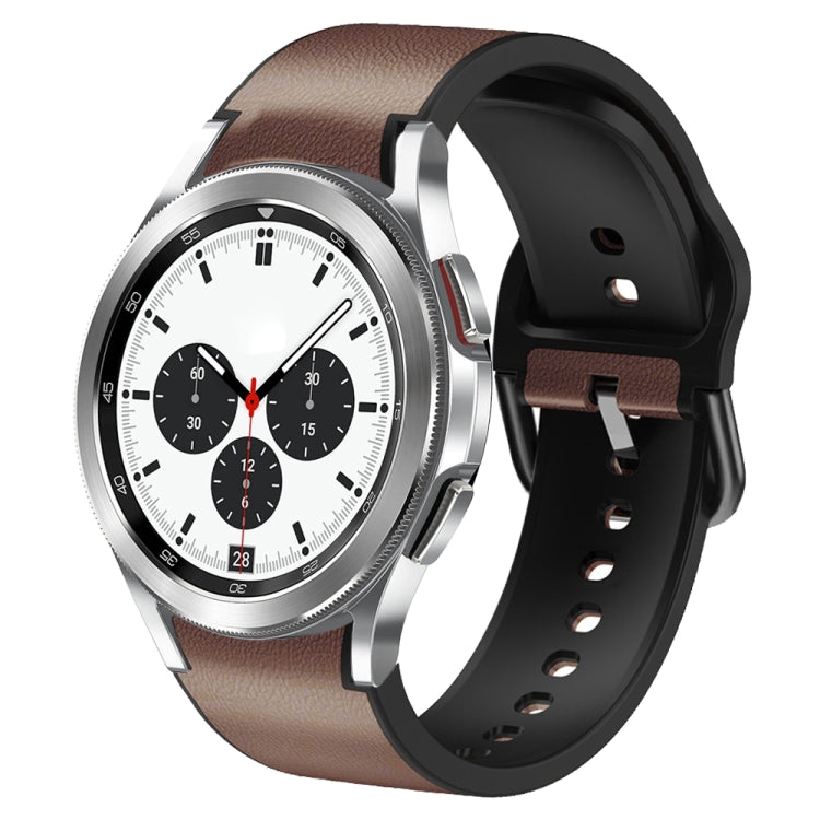 For Samsung Galaxy Watch 4 Classic 42mm Silicone Adhesive Leather Watch Band(Dark Brown) by bashfashion