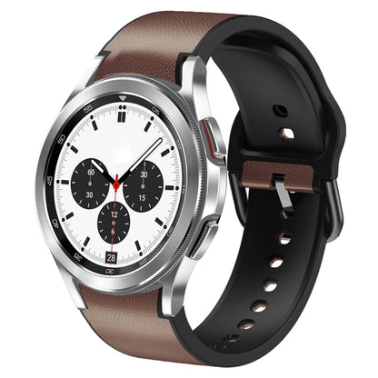 For Samsung Galaxy Watch 4 Classic 42mm Silicone Adhesive Leather Watch Band(Dark Brown) by bashfashion