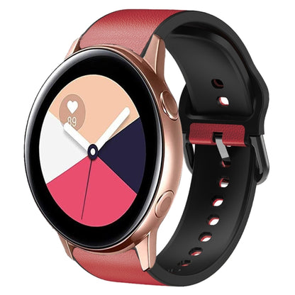 For Samsung Galaxy Watch Active 2 Silicone Adhesive Leather Watch Band(Red) by bashfashion