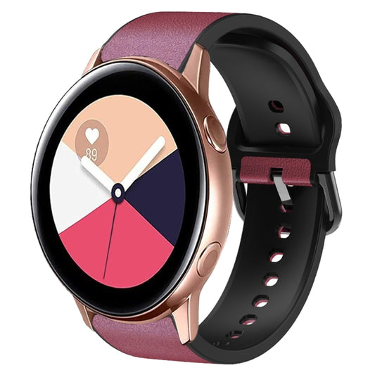 For Samsung Galaxy Watch Active 2 Silicone Adhesive Leather Watch Band(Burgundy) by bashfashion
