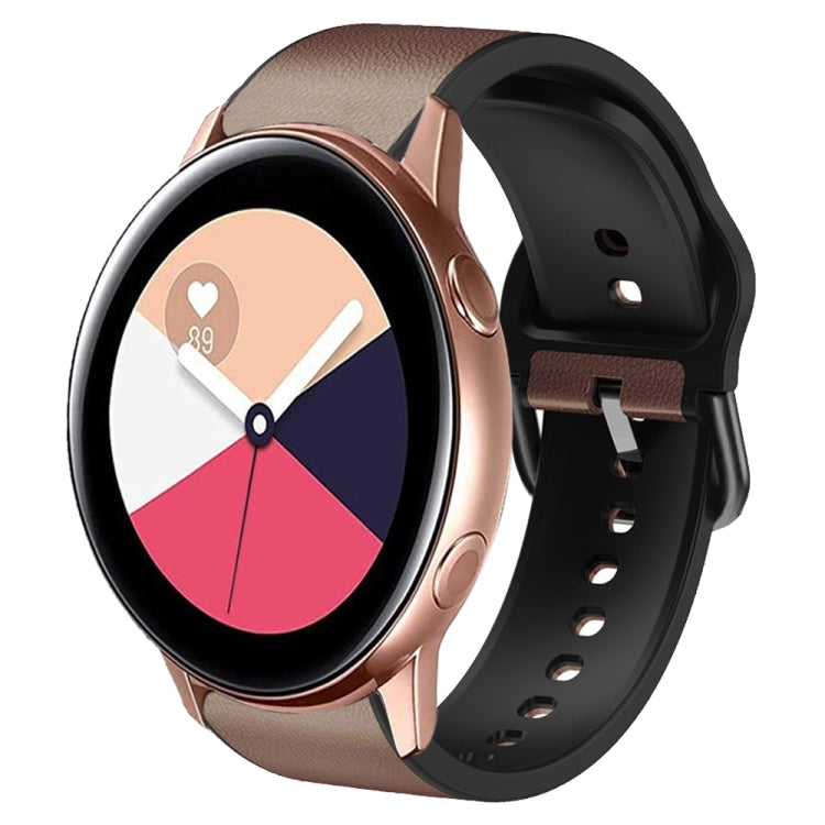 For Samsung Galaxy Watch Active 2 Silicone Adhesive Leather Watch Band(Dark Brown) by bashfashion