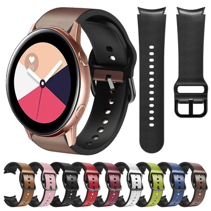 For Samsung Galaxy Watch Active 2 Silicone Adhesive Leather Watch Band(Black) by bashfashion