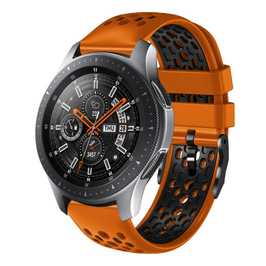 For Samsung Galaxy Watch 46mm 22mm Two-Color Breathable Silicone Watch Band(Orange+Black) by bashfashion