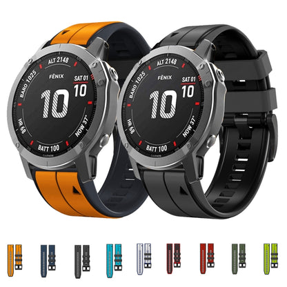 For Garmin Descent MK2 26mm Silicone Sports Two-Color Watch Band(White+Dark Blue) by bashfashion