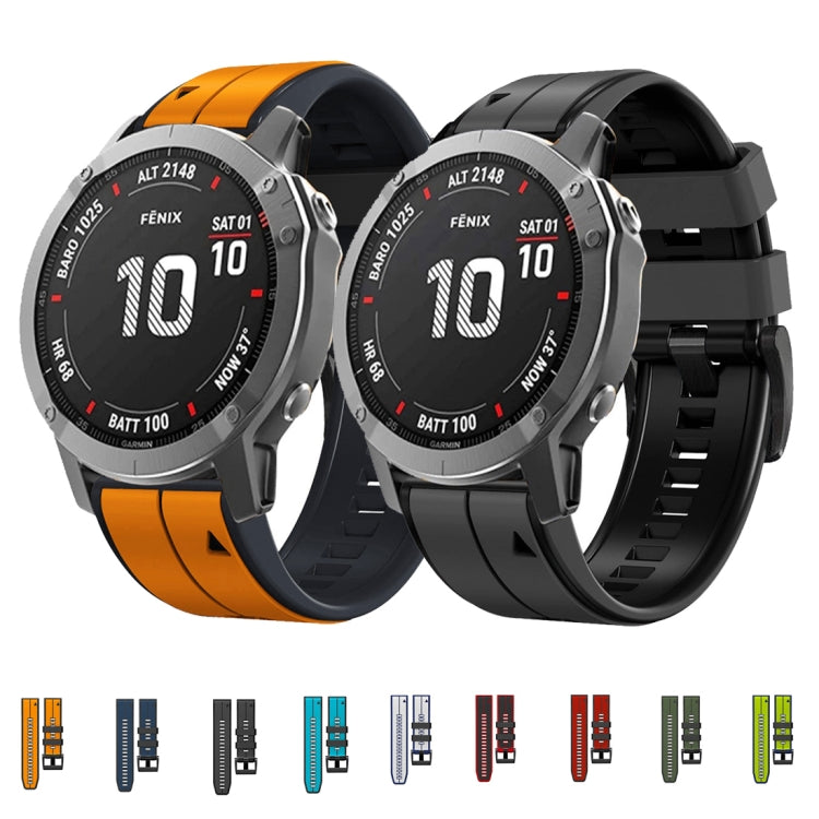 For Garmin Fenix 5 Plus 22mm Silicone Sports Two-Color Watch Band(White+Dark Blue) by bashfashion