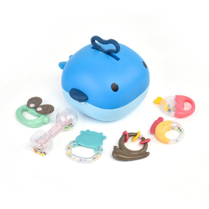 MoFun 2029A 2 in 1 Baby Rattle & Teether 6-piece Set with Whale Storage Box by MoFun