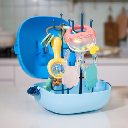 MoFun 2029A 2 in 1 Baby Rattle & Teether 6-piece Set with Whale Storage Box by MoFun