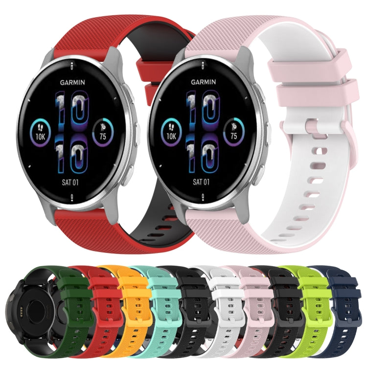 For Garmin Venu 2 Plus 20mm Checkered Two-Color Silicone Watch Band(White+Black) by bashfashion