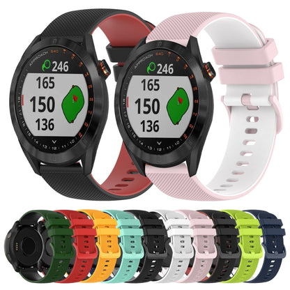 For Garmin Approach S40 20mm Checkered Two-Color Silicone Watch Band(White+Black) by bashfashion