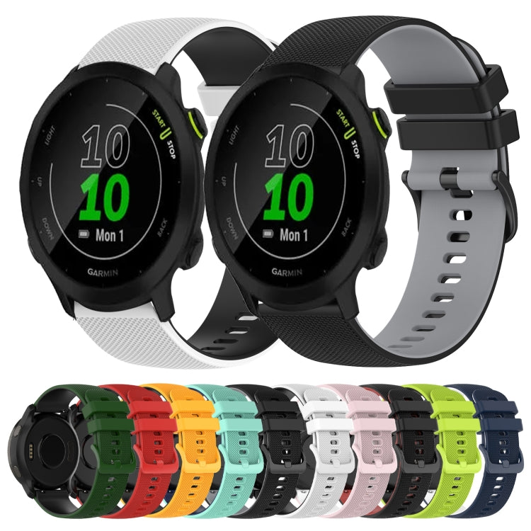 For Garmin Forerunner 158 20mm Checkered Two-Color Silicone Watch Band(White+Black) by bashfashion