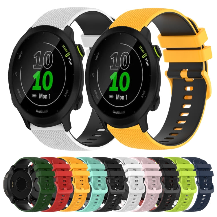 For Garmin Forerunner 55 20mm Checkered Two-Color Silicone Watch Band(White+Black) by bashfashion
