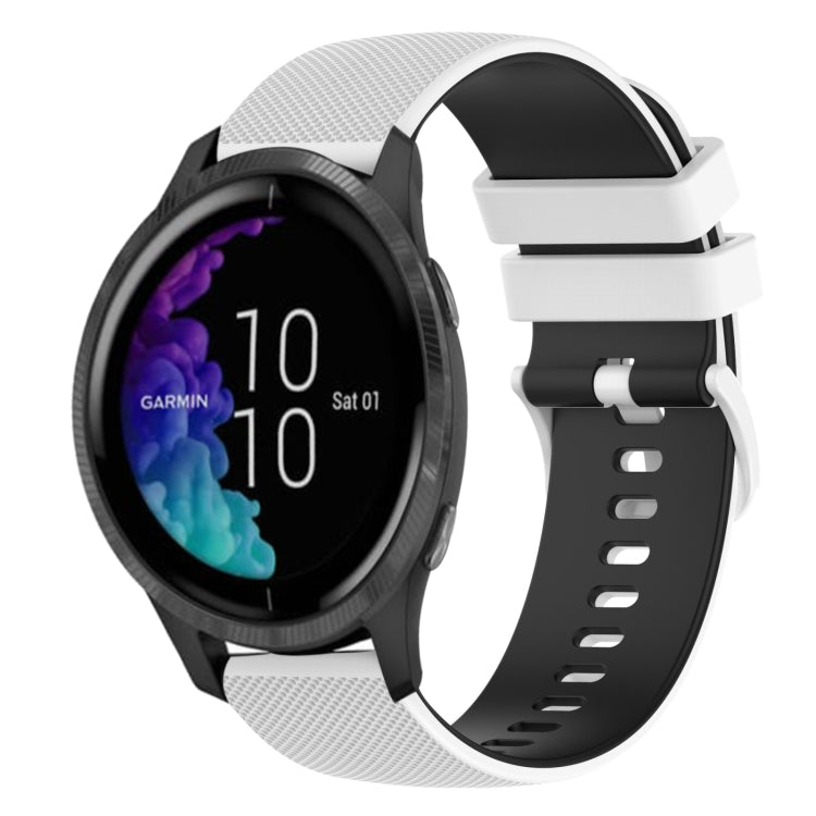 For Garmin Venu 20mm Checkered Two-Color Silicone Watch Band(White+Black) by bashfashion