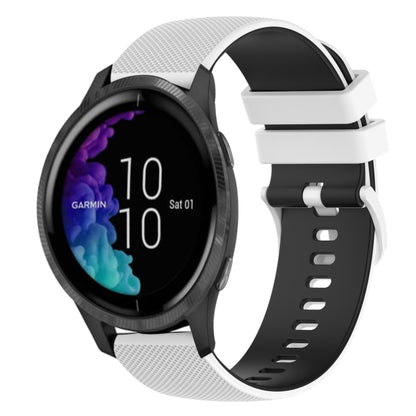 For Garmin Venu 20mm Checkered Two-Color Silicone Watch Band(White+Black) by bashfashion