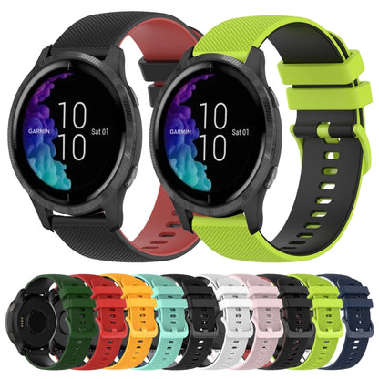 For Garmin Venu 20mm Checkered Two-Color Silicone Watch Band(White+Black) by bashfashion