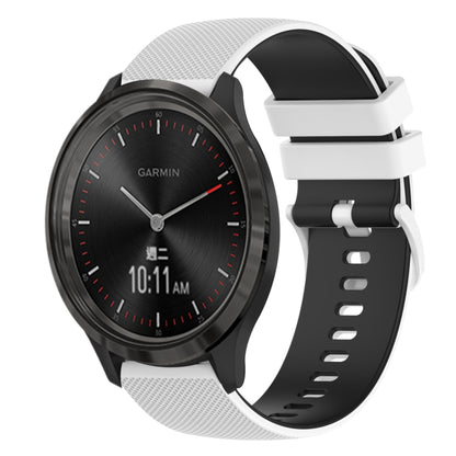 For GarminMove 3 20mm Checkered Two-Color Silicone Watch Band(White+Black) by bashfashion