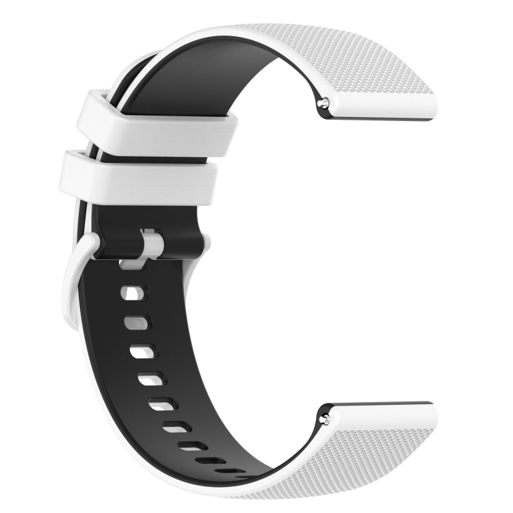 For GarminMove 3 20mm Checkered Two-Color Silicone Watch Band(White+Black) by bashfashion