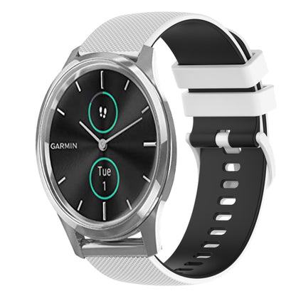 For Garmin VivoMove Luxe 20mm Checkered Two-Color Silicone Watch Band(White+Black) by bashfashion