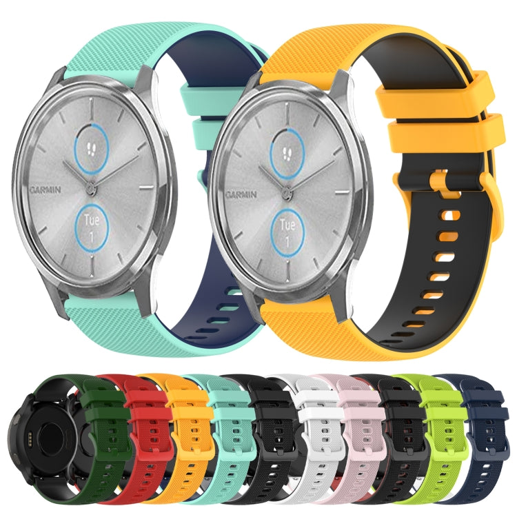 For Garmin VivoMove Luxe 20mm Checkered Two-Color Silicone Watch Band(White+Black) by bashfashion