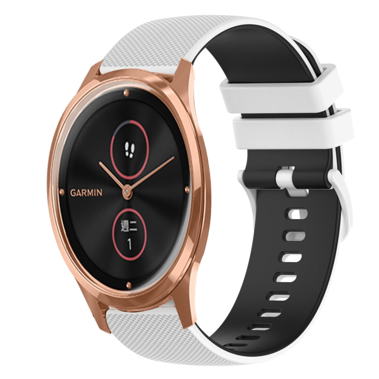 For GarminMove Luxe 20mm Checkered Two-Color Silicone Watch Band(White+Black) by bashfashion