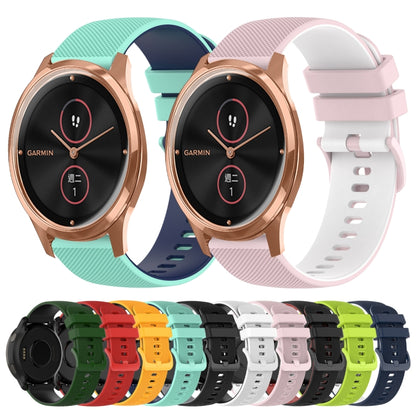 For GarminMove Luxe 20mm Checkered Two-Color Silicone Watch Band(White+Black) by bashfashion