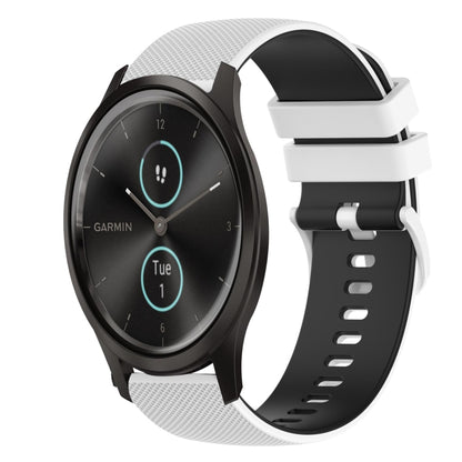 For Garmin VivoMove Style 20mm Checkered Two-Color Silicone Watch Band(White+Black) by bashfashion