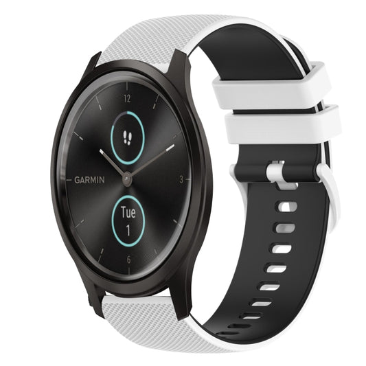 For Garmin VivoMove Style 20mm Checkered Two-Color Silicone Watch Band(White+Black) by bashfashion