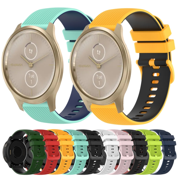 For Garmin VivoMove Style 20mm Checkered Two-Color Silicone Watch Band(White+Black) by bashfashion