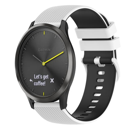 For Garmin Vivomove 20mm Checkered Two-Color Silicone Watch Band(White+Black) by bashfashion