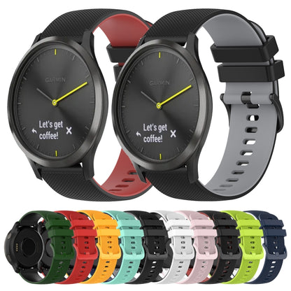 For Garmin Vivomove HR Sport 20mm Checkered Two-Color Silicone Watch Band(White+Black) by bashfashion