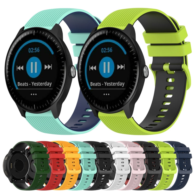 For Garmin Vivoactive 3 20mm Checkered Two-Color Silicone Watch Band(White+Black) by bashfashion