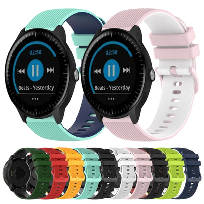 For Garmin Vivoactive3 Music 20mm Checkered Two-Color Silicone Watch Band(White+Black) by bashfashion