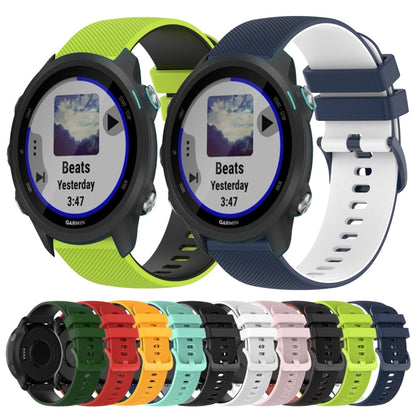 For Garmin Forerunner 245 Music 20mm Checkered Two-Color Silicone Watch Band(White+Black) by bashfashion